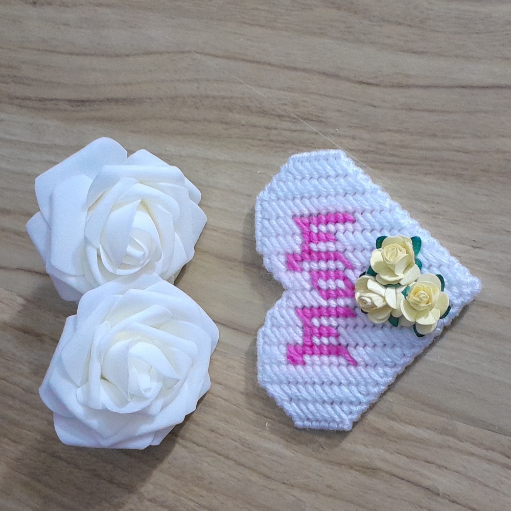 Handmade Heart with flowers magnet (gift for mom)